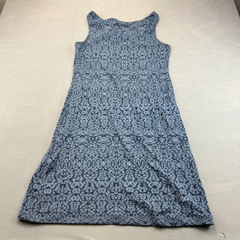 Eddie Bauer Shift Dress Womens Medium Navy Blue Printed Lined Stretch Sleeveless
